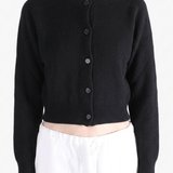 Black knitwear worn by a person, showing the knitwear's fit