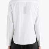 White shirt worn by a person, back view