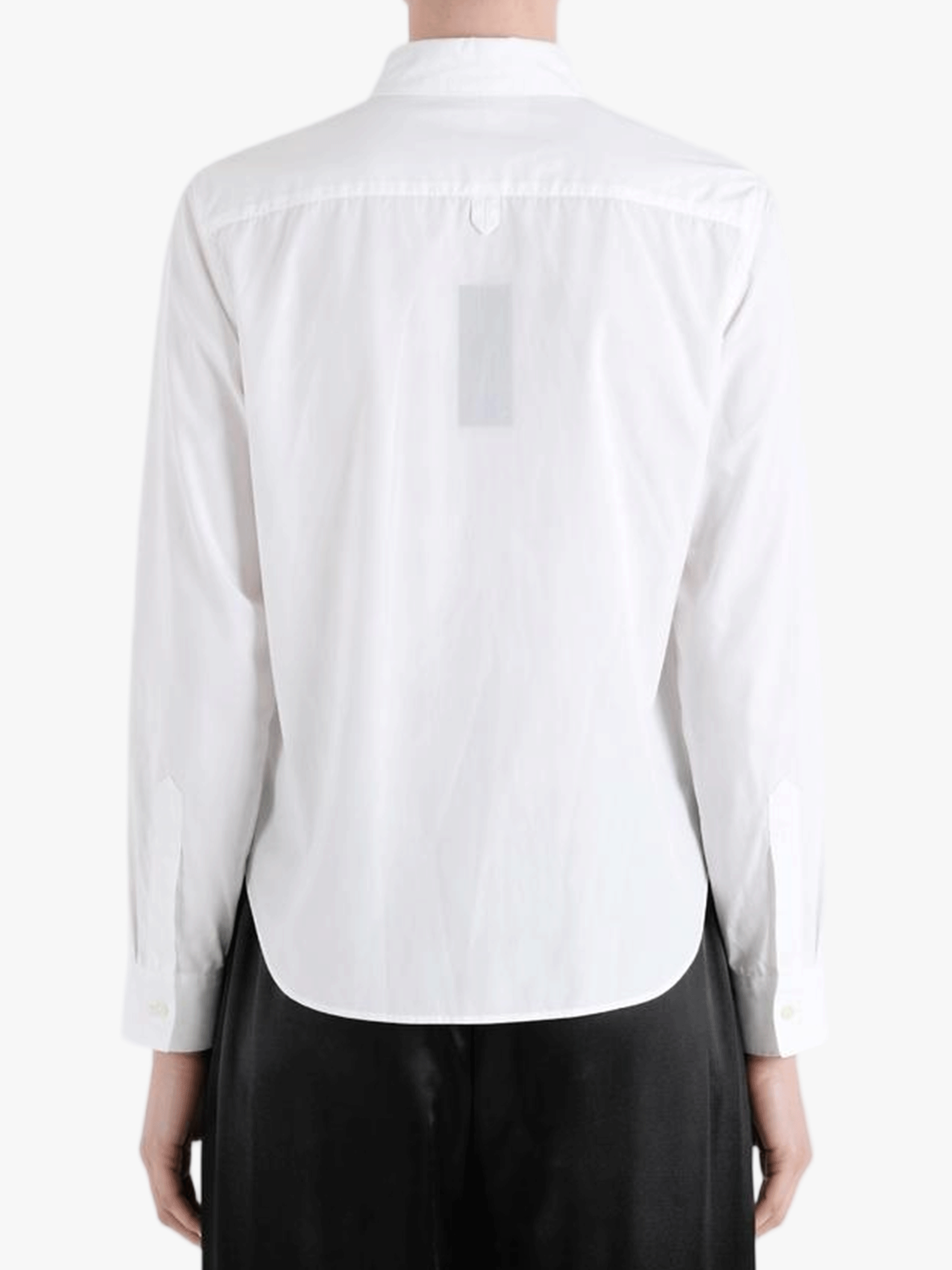 White shirt worn by a person, back view