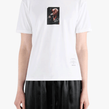 White t-shirt worn by a person, showing the t-shirt fit
