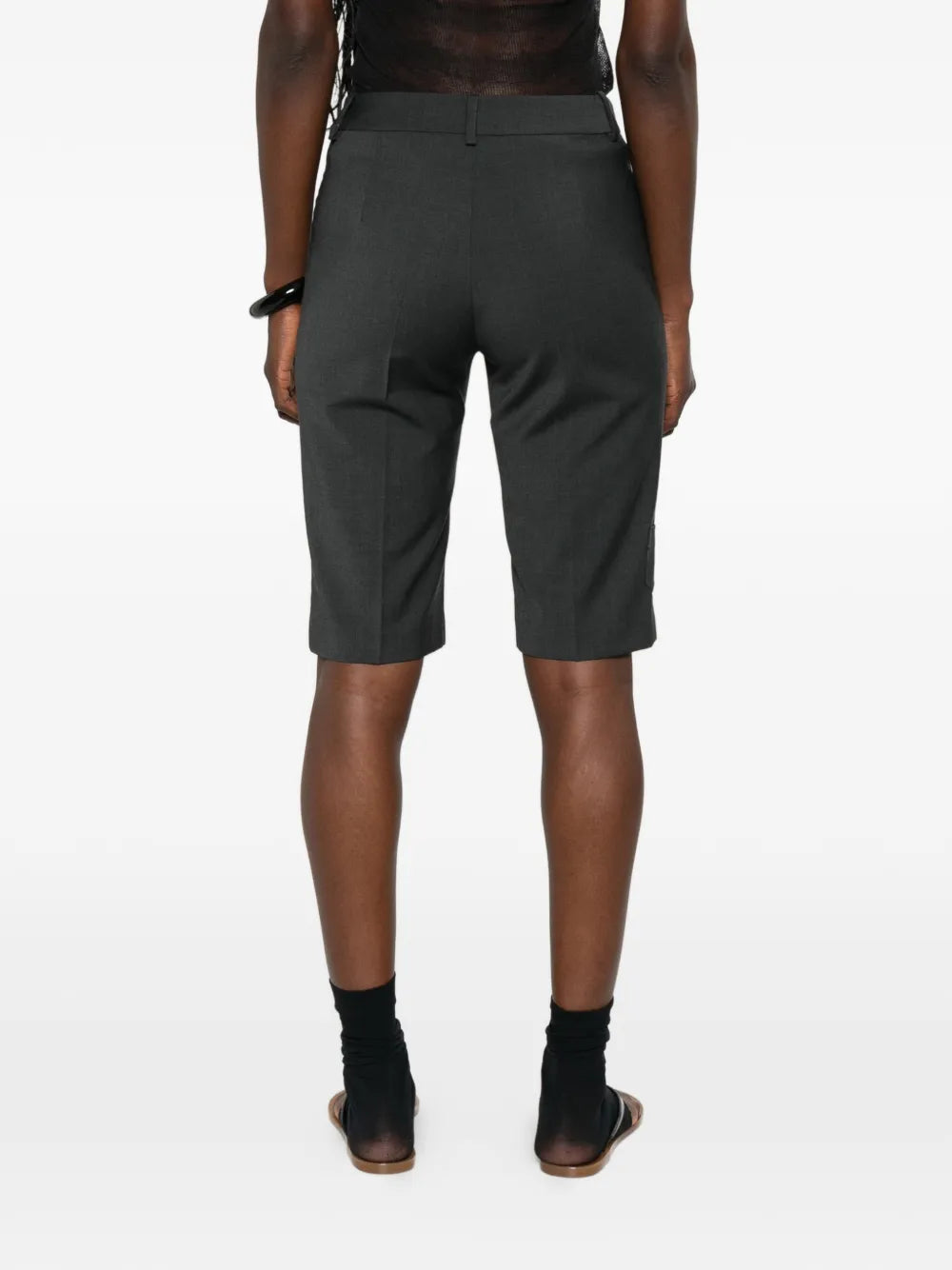 Grey shorts, full body view
