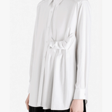 White shirt worn by a person, side view