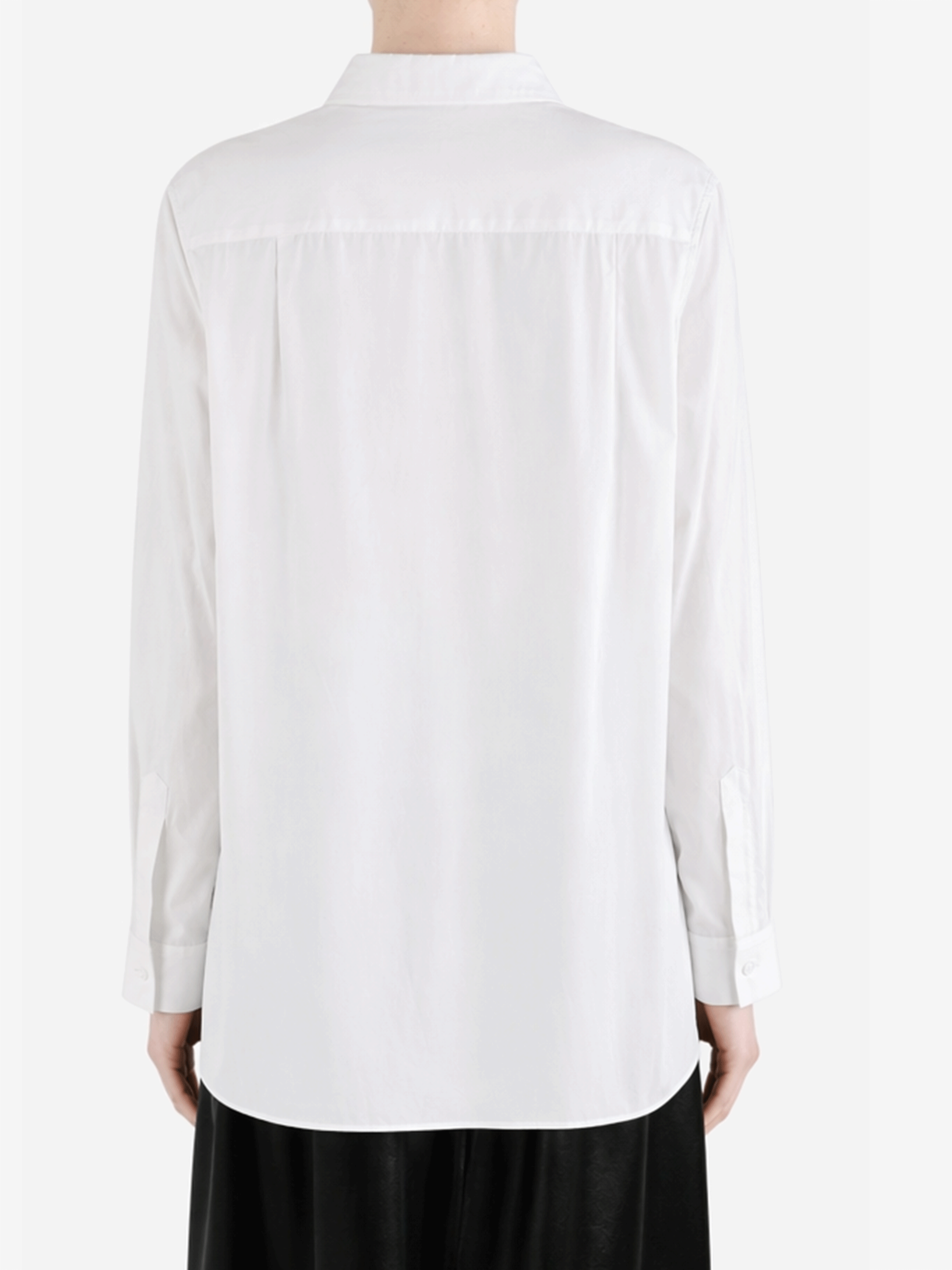White shirt worn by a person, back view