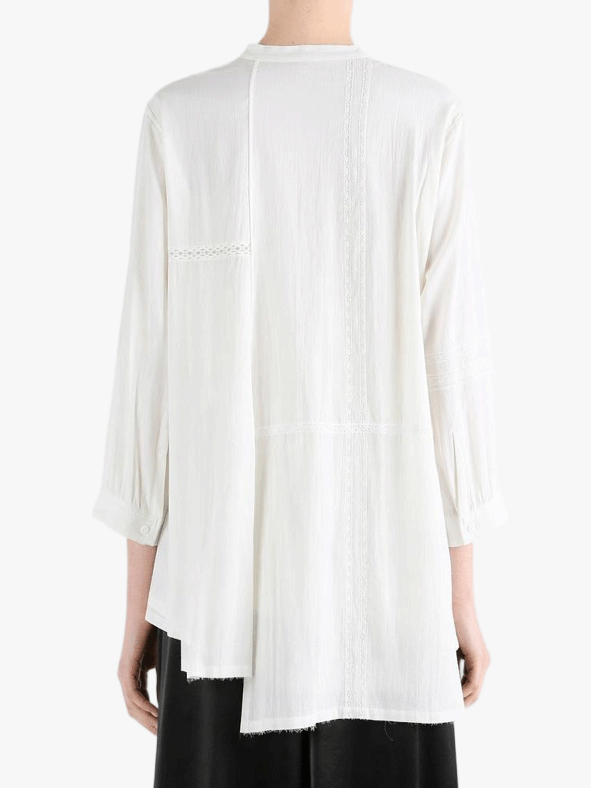 White shirt worn by a person, back view