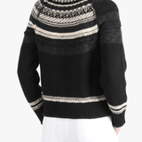 Black knitwear worn by a person, showing the knitwear fit