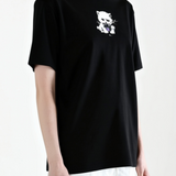 Black top worn by a person, side view