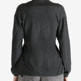 Grey tops worn by a person, showing the tops fit