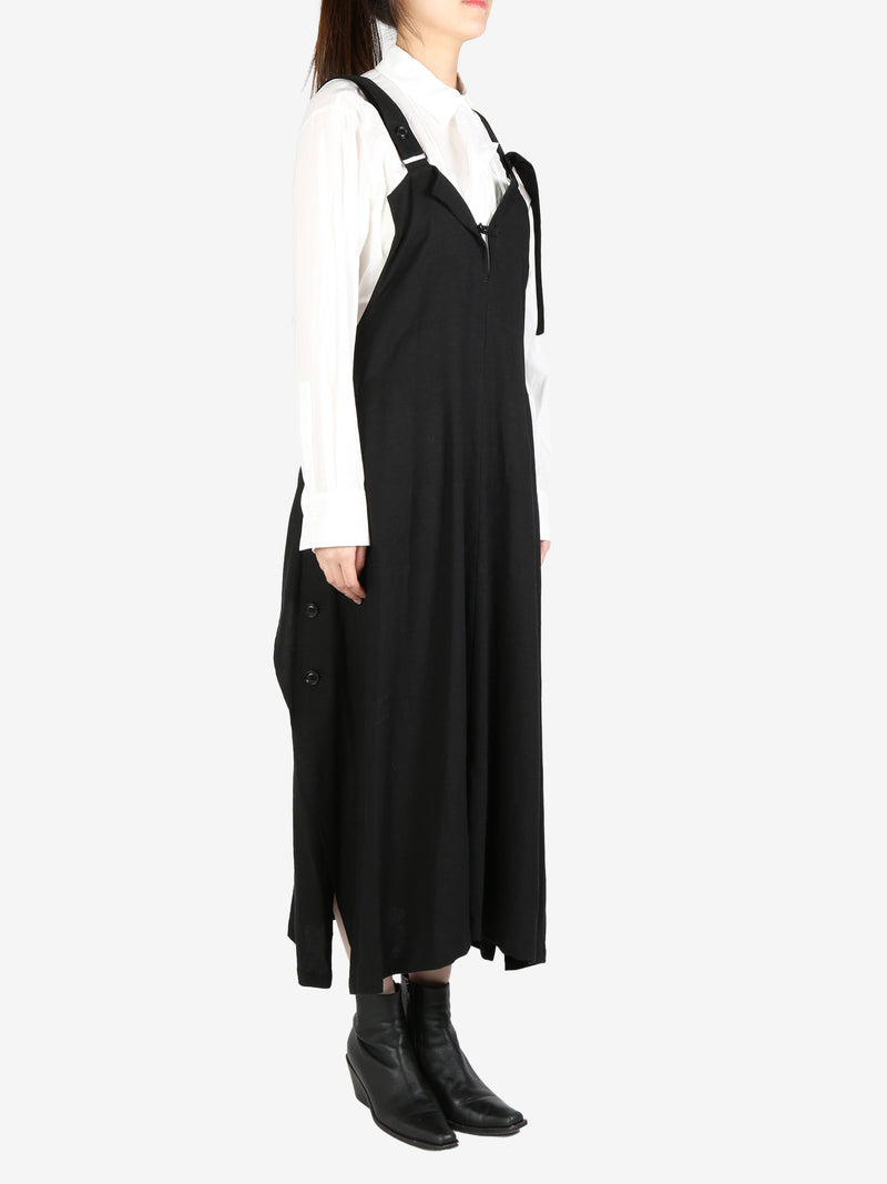 Y'S - Women Side Button Shoulder Strap Dress