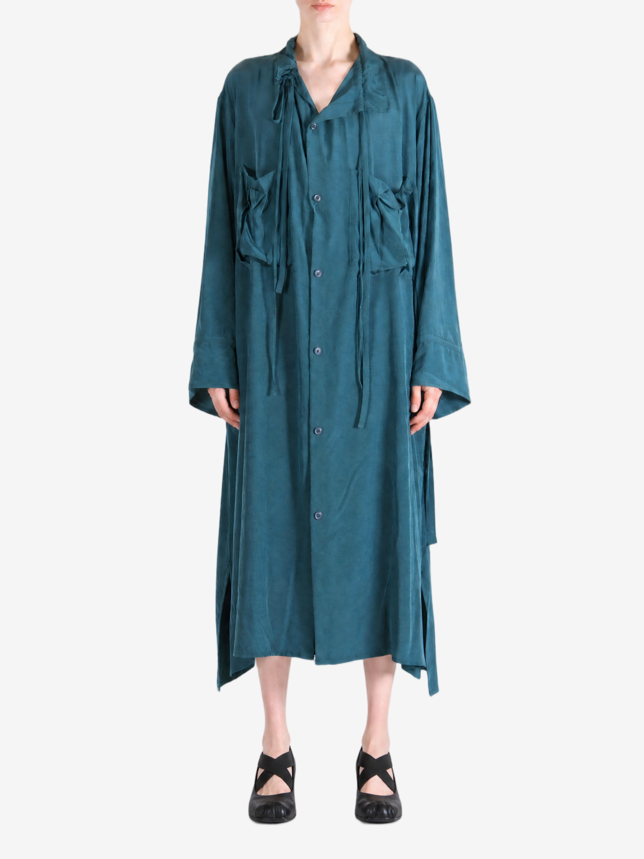 Navy dress, full body view