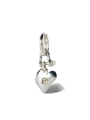 PARTS OF FOUR - Jazz's Solid Heart Earring (Extra Small, 0.2 CT, Tiny Faceted Diamond Slab, PA+FCDIA)