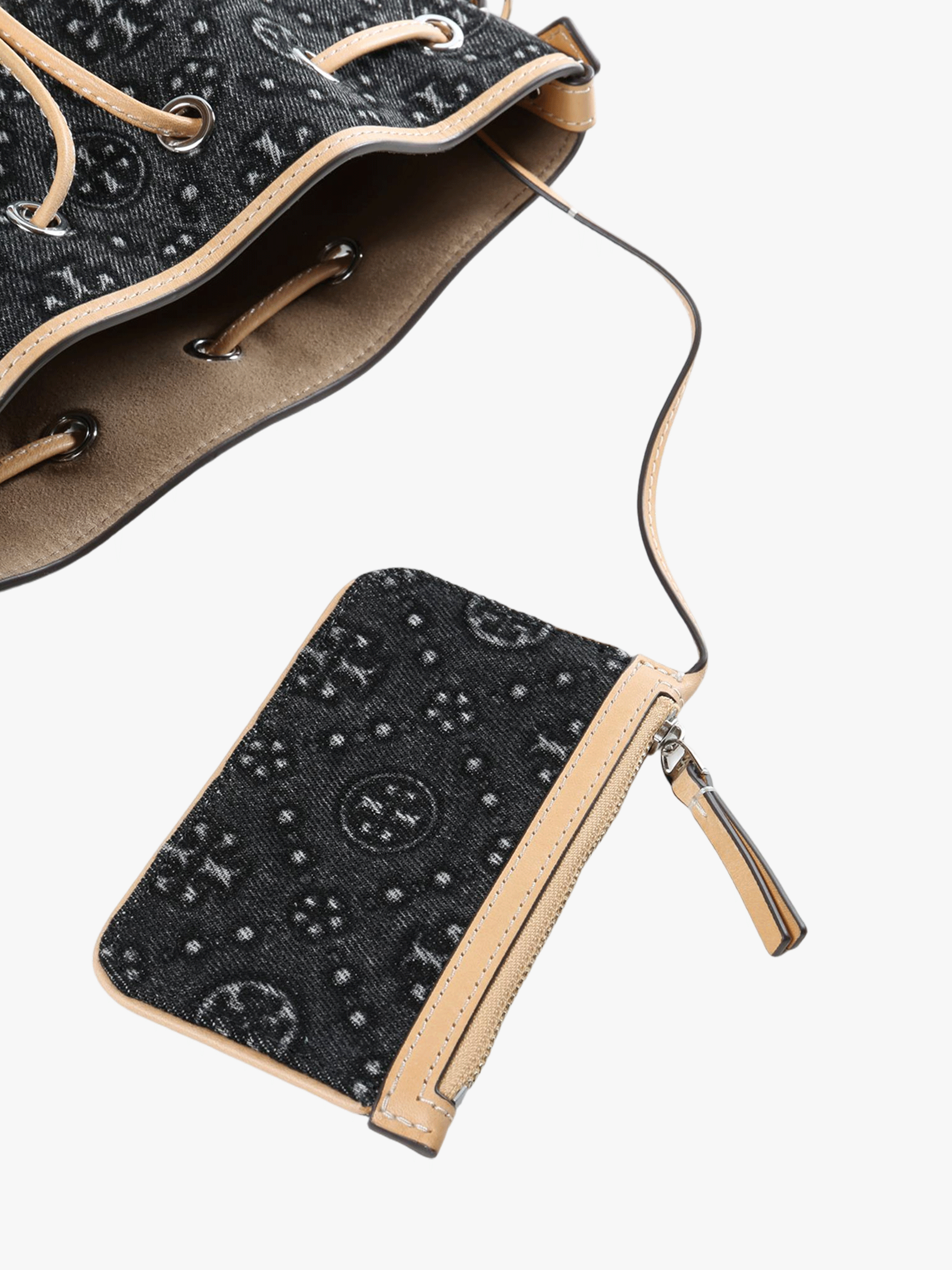 close up of black bags, showing texture of the Calf Leather  fabric