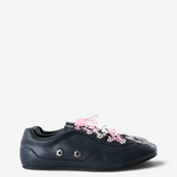 Navy shoes, side view