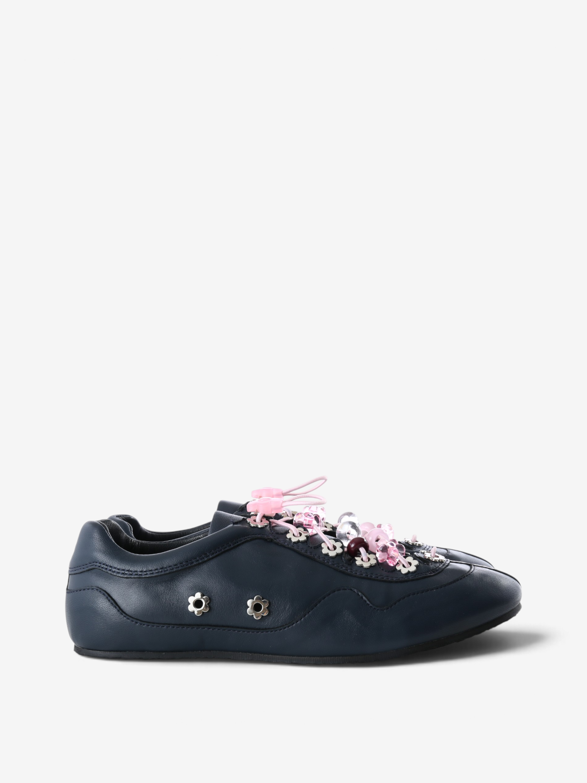 Navy shoes, side view