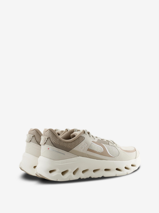Tan shoes, side view