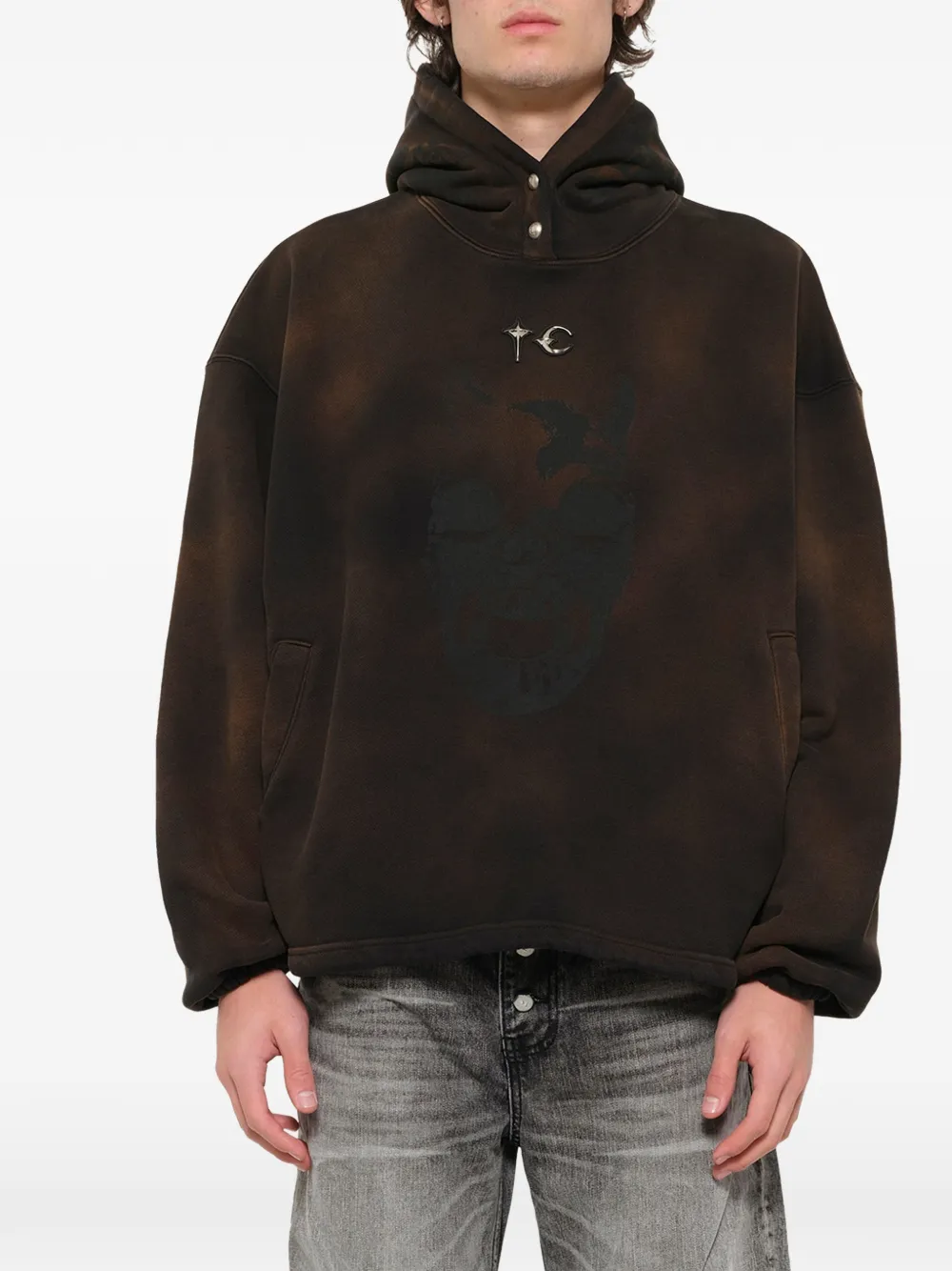 Brown hoodie, full body view