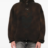 Brown hoodie, full body view