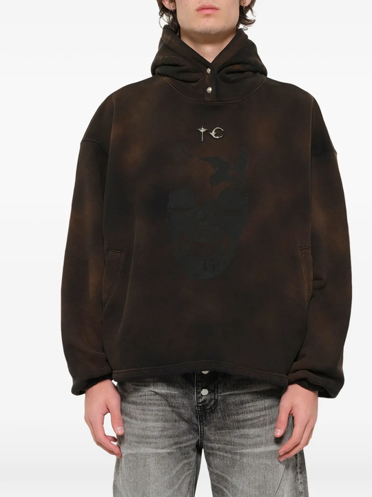 Brown hoodie, full body view