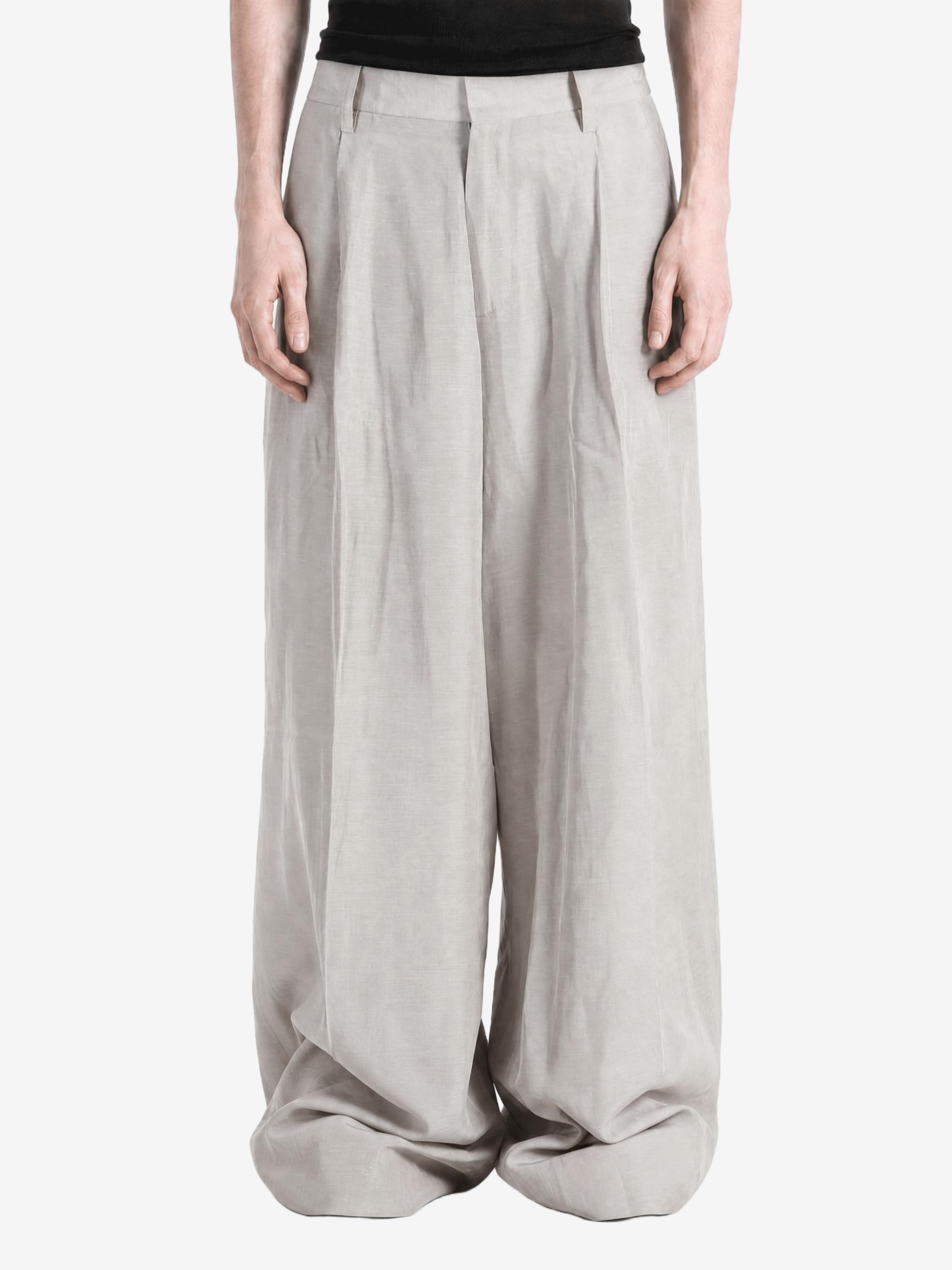 Grey pants, full body view