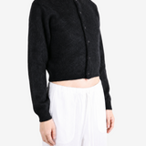 AURALEE - Women Garment-Dyed Baby Alpaca Fur Knit Crewneck Cardigan