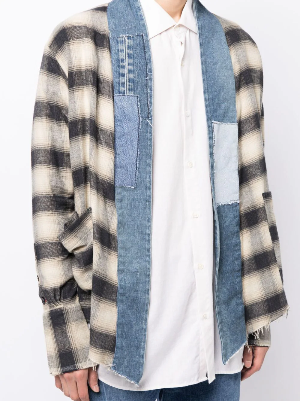 GREG LAUREN BLACK PATCHWORK STUDIO SHIRT-