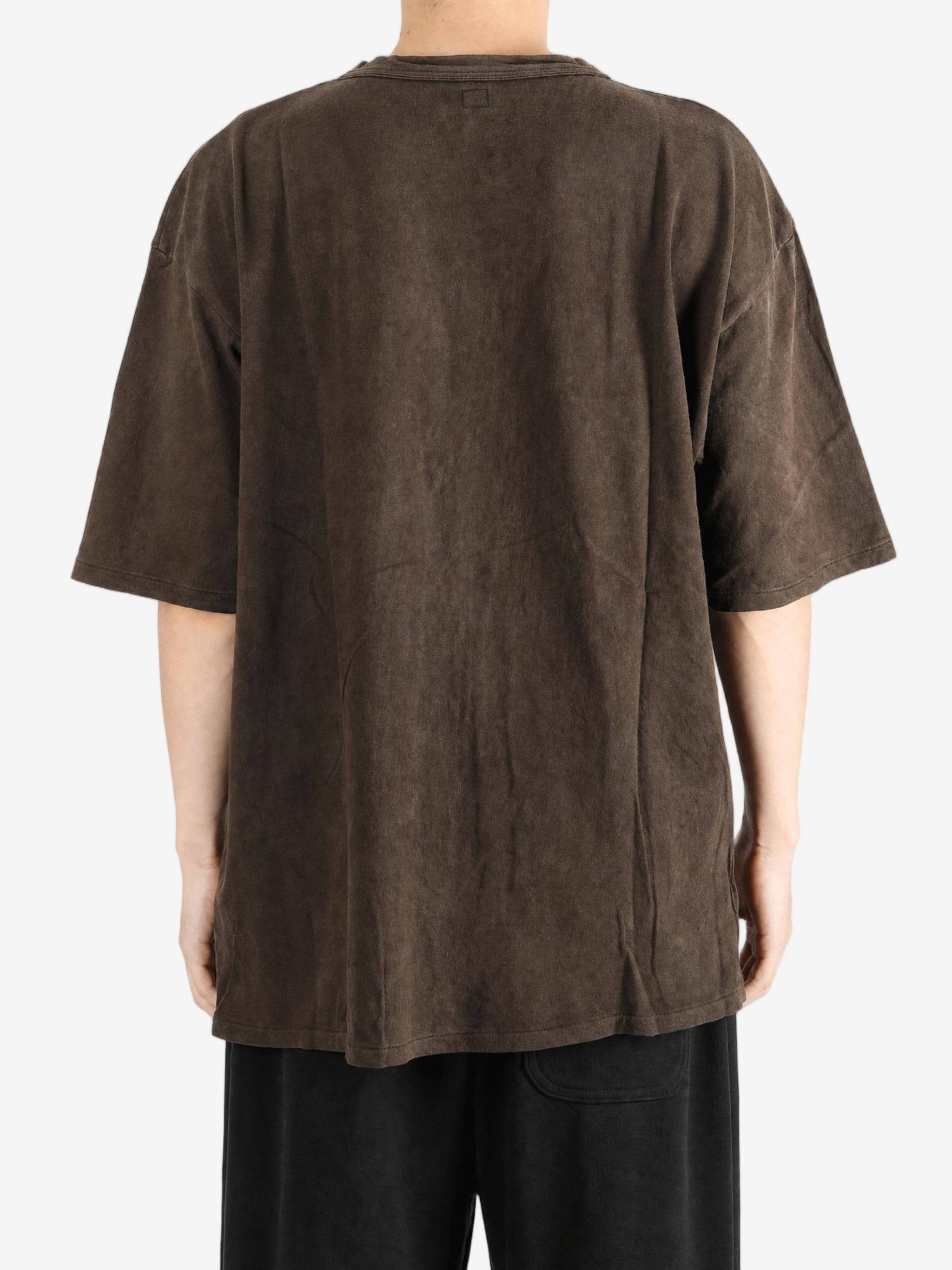Brown t-shirt, full body view