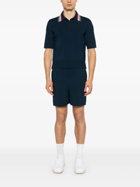 THOM BROWNE - Men Full Needle Stitch SS Tennis Polo  W/ RWB Stripe T-shirt