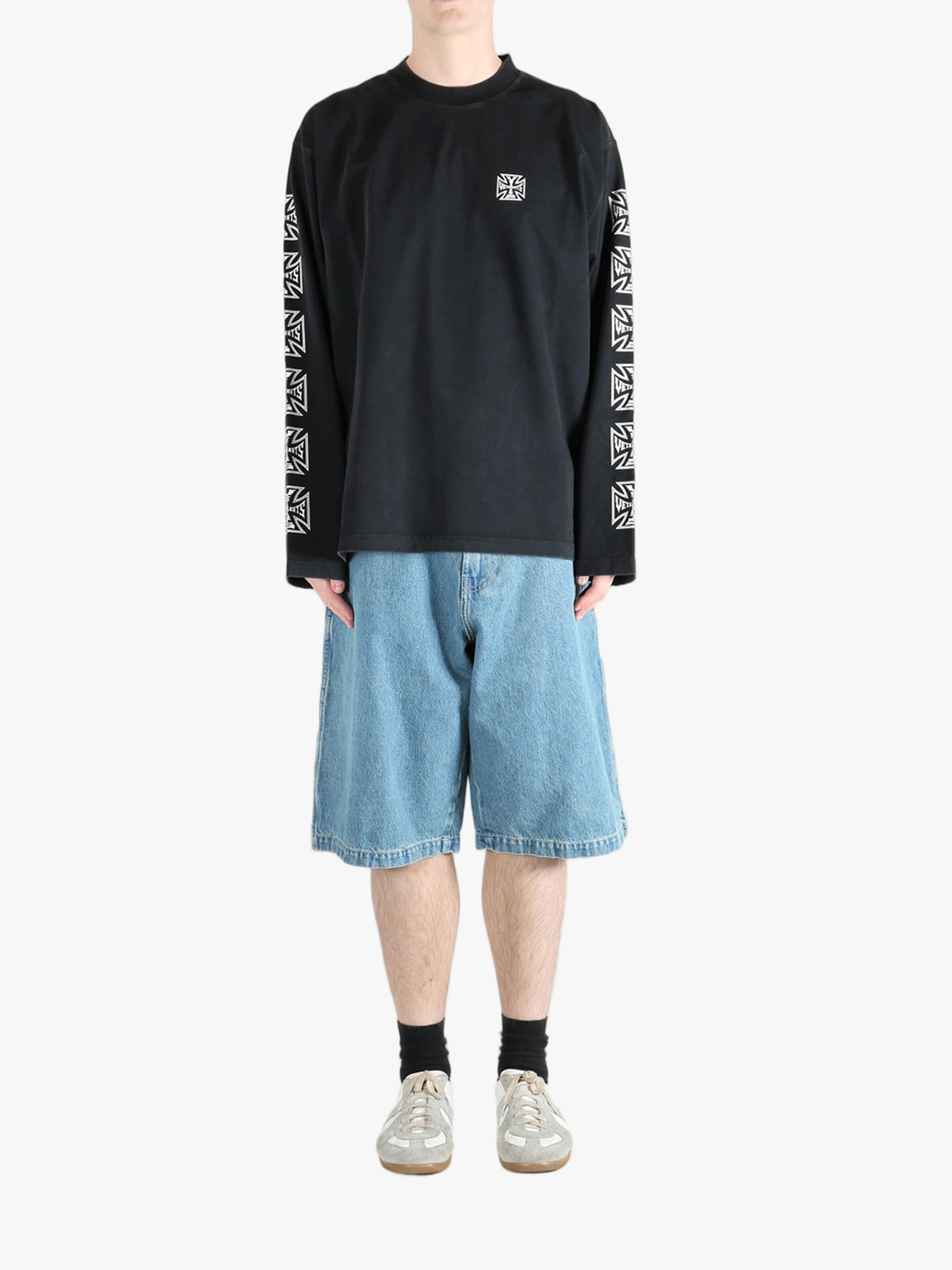 Black sweats-hoodies, full body view