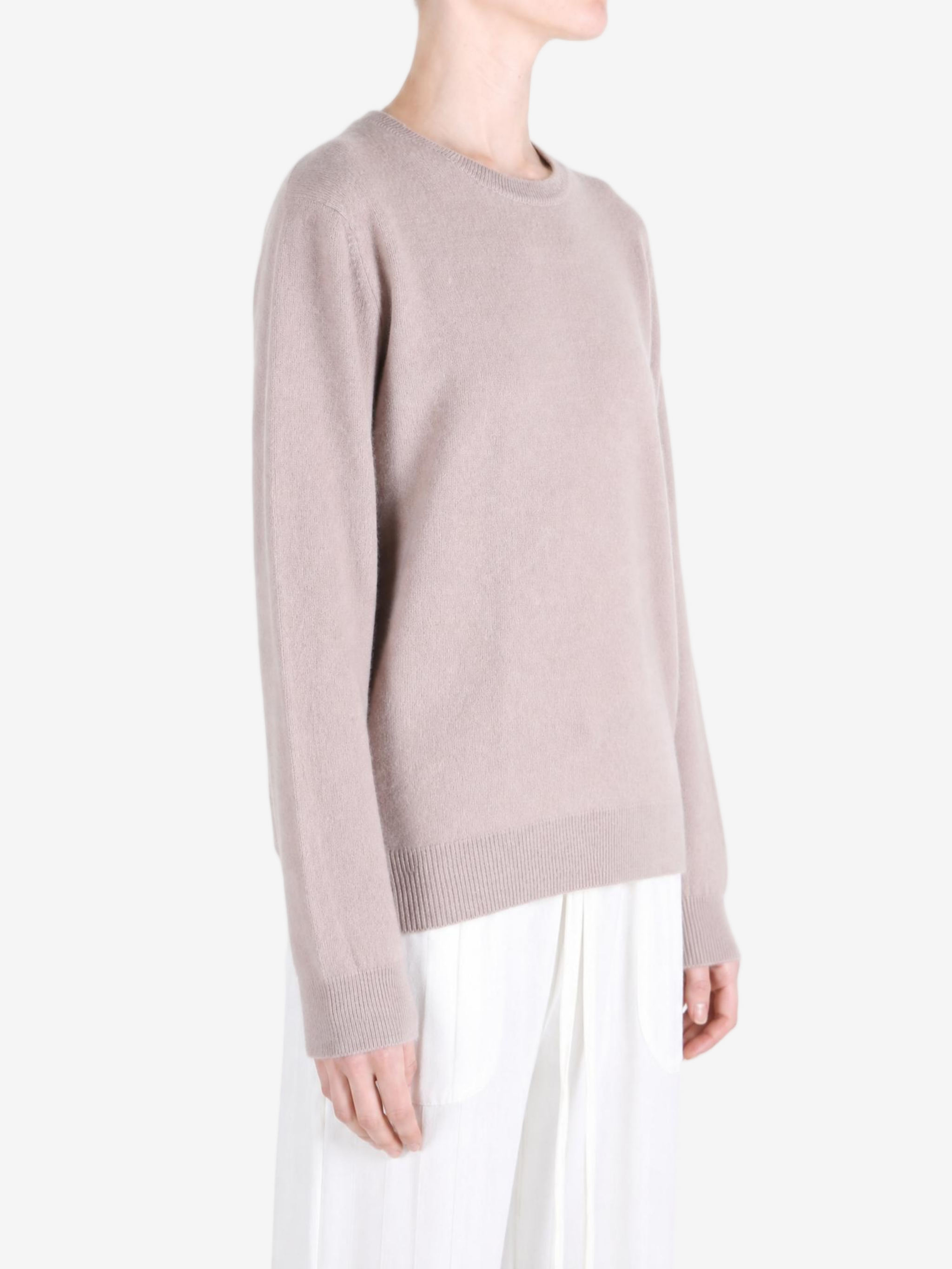 Tan hoodie, full body view