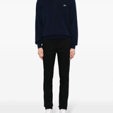 Navy sweater, full body view