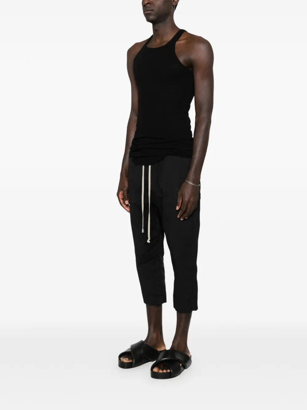 Black tops, full body view