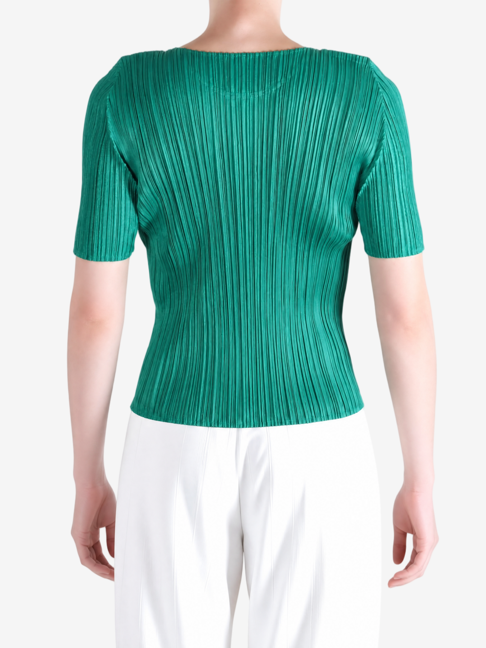 Green shirt worn by a person, showing the shirt fit