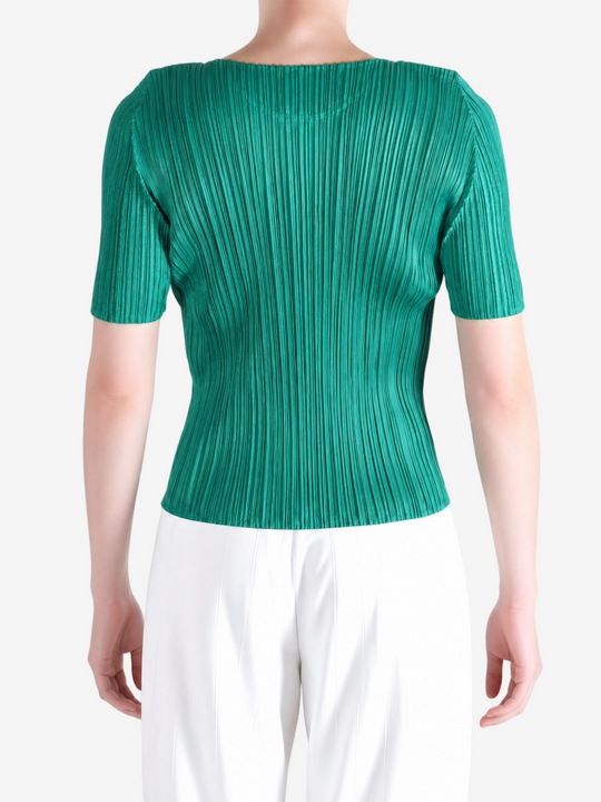 Green shirt worn by a person, showing the shirt fit