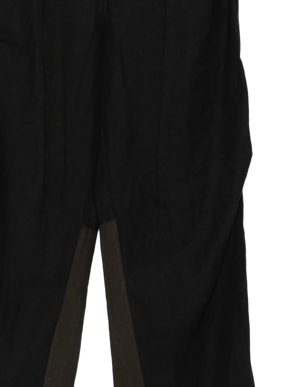 Close up of Black pants, showing texture of the 100% linen fabric