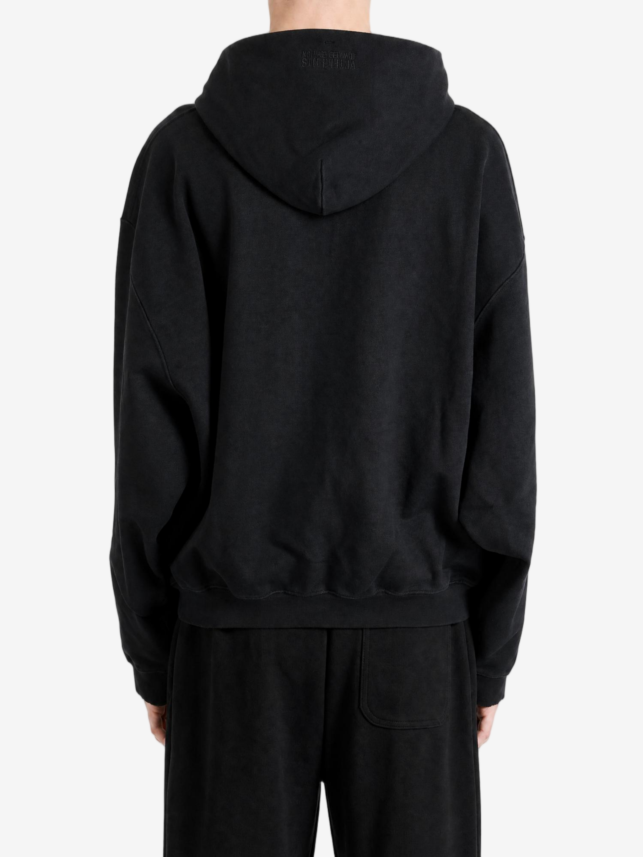 Black hoodie, full body view