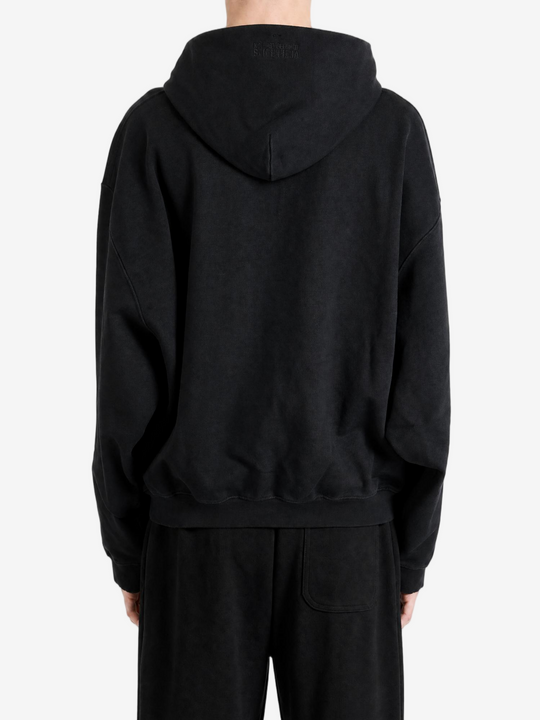 Black hoodie, full body view