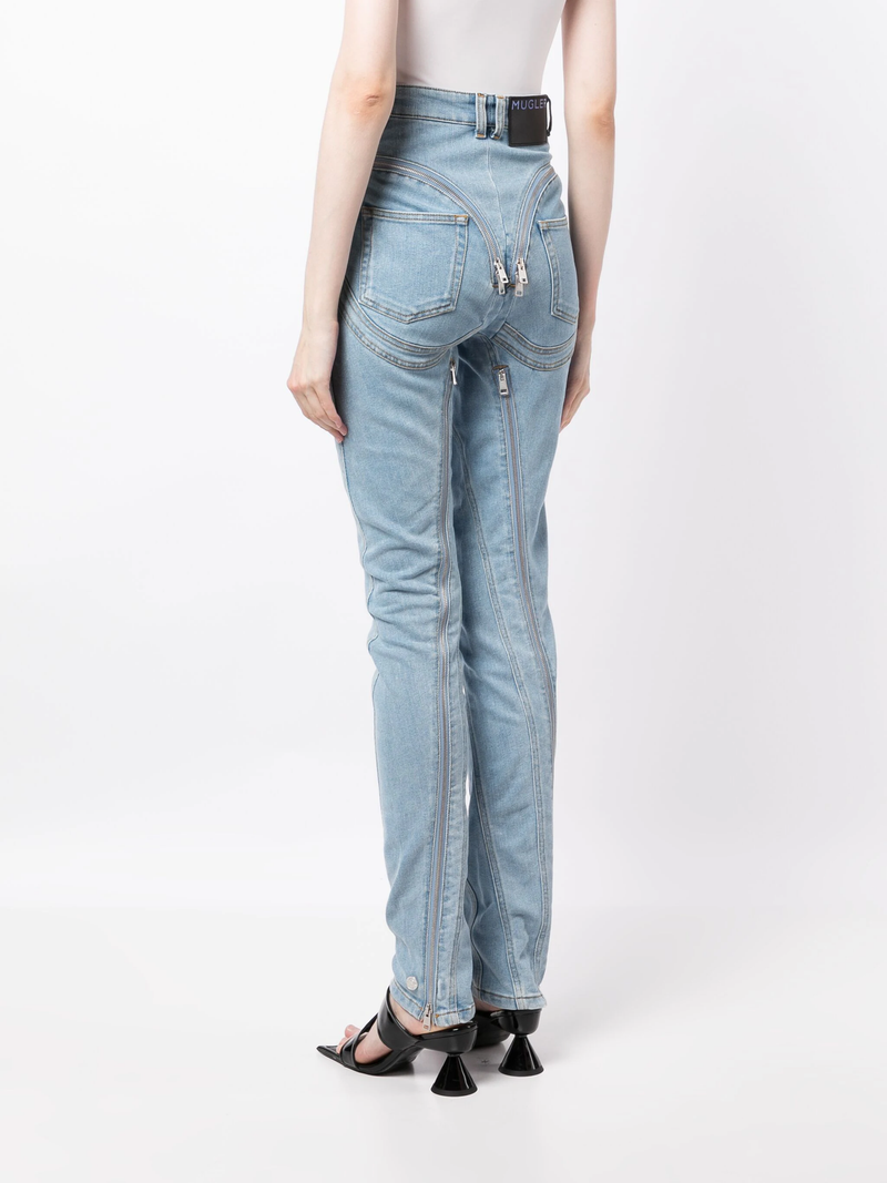 MUGLER Women Denim Stretch Spiral Jeans