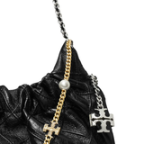 Close up of black bag,showing texture of the leather fabric