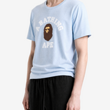 Blue t-shirt worn by a person, showing the t-shirt fit
