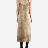 Tan dress, full body view