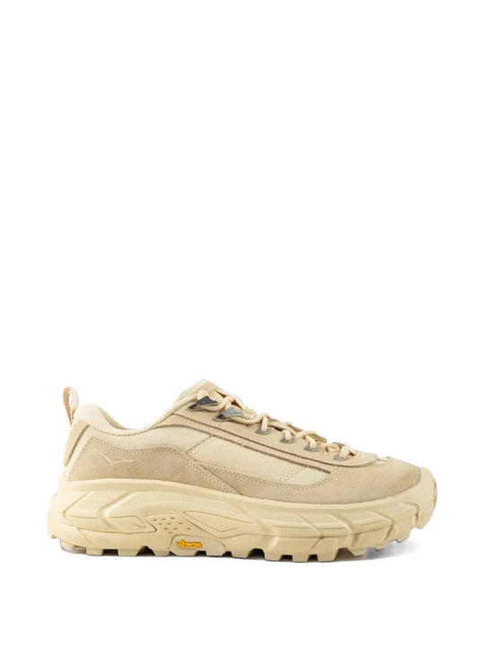 Tan shoes, side view