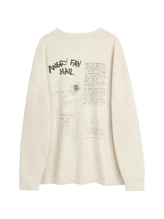 White sweatshirt, back view