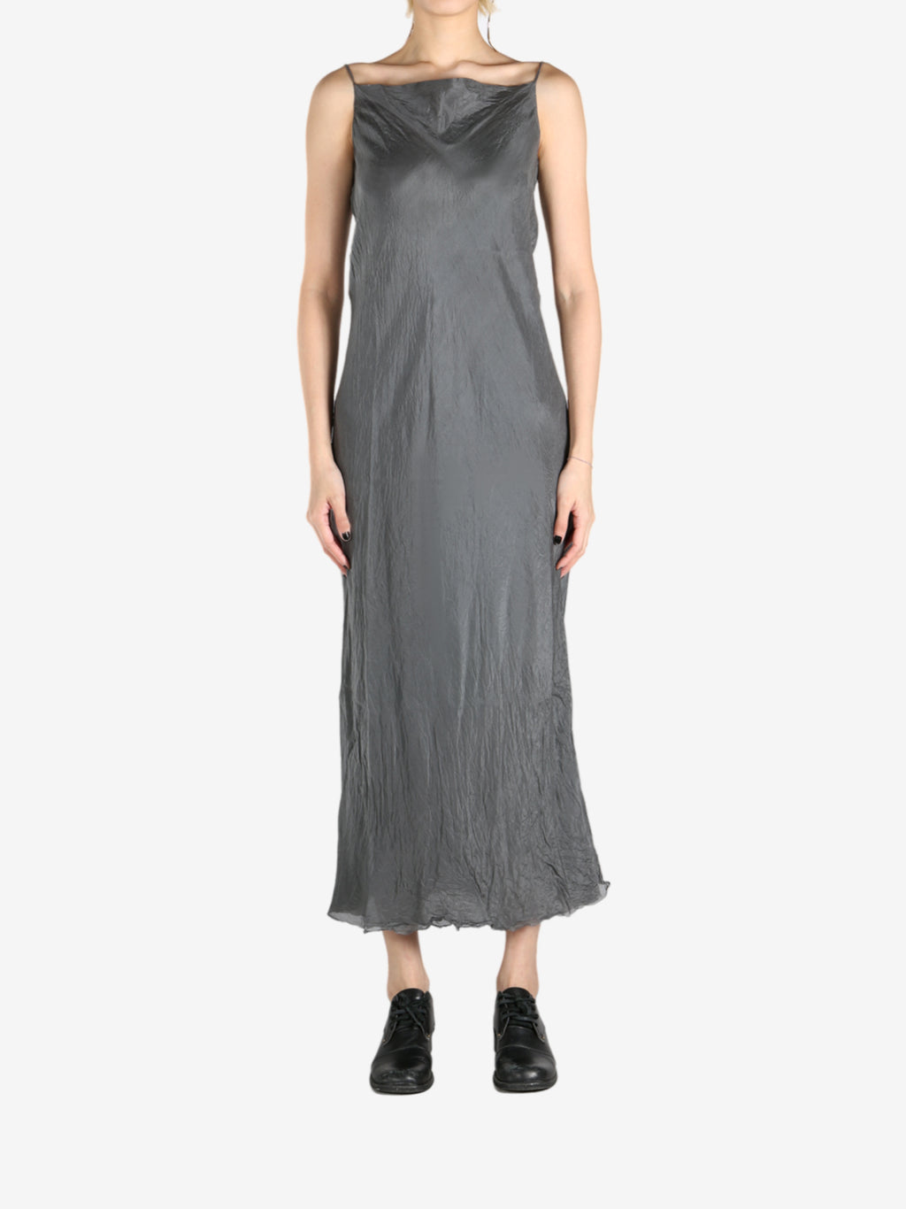 Grey dress, full body view