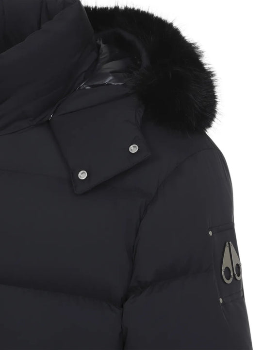 Close up of Black jacket, showing texture of the 100% nylon fabric