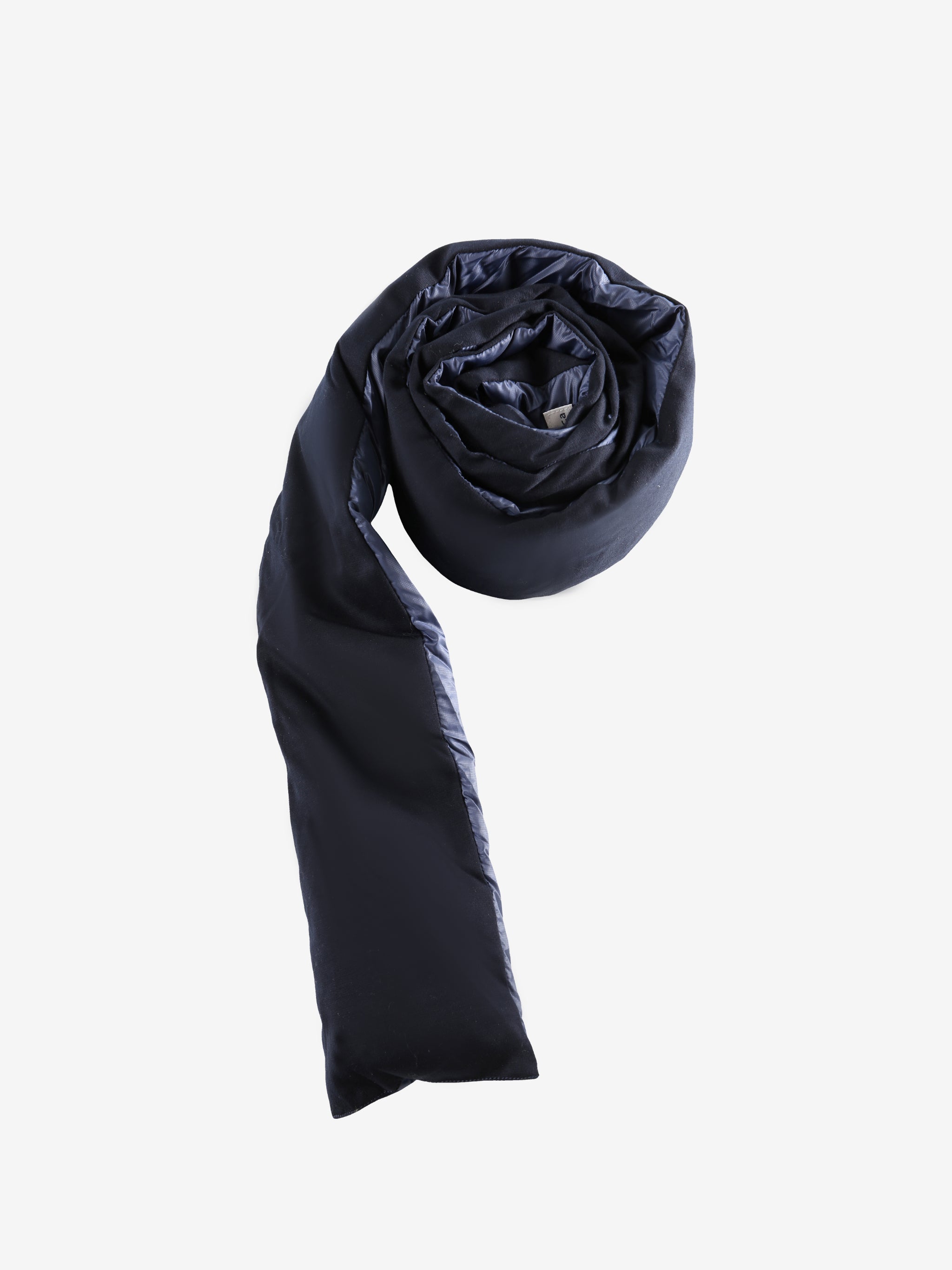 Navy scarf, side view