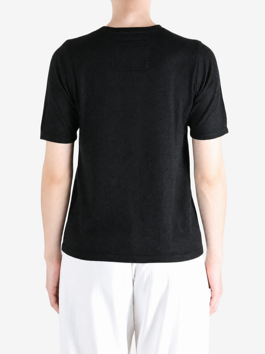 Black t-shirt, full body view