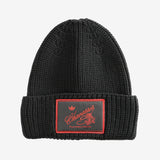 Black knit beanie,front view