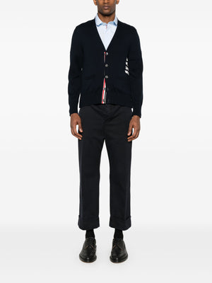 THOM BROWNE - Men Jersey Stitch Relaxed Fit V Neck Cardigan