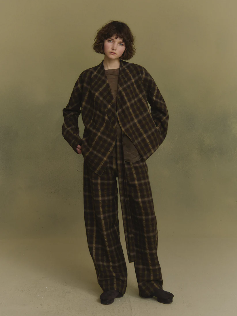 Brown jacket, full body view