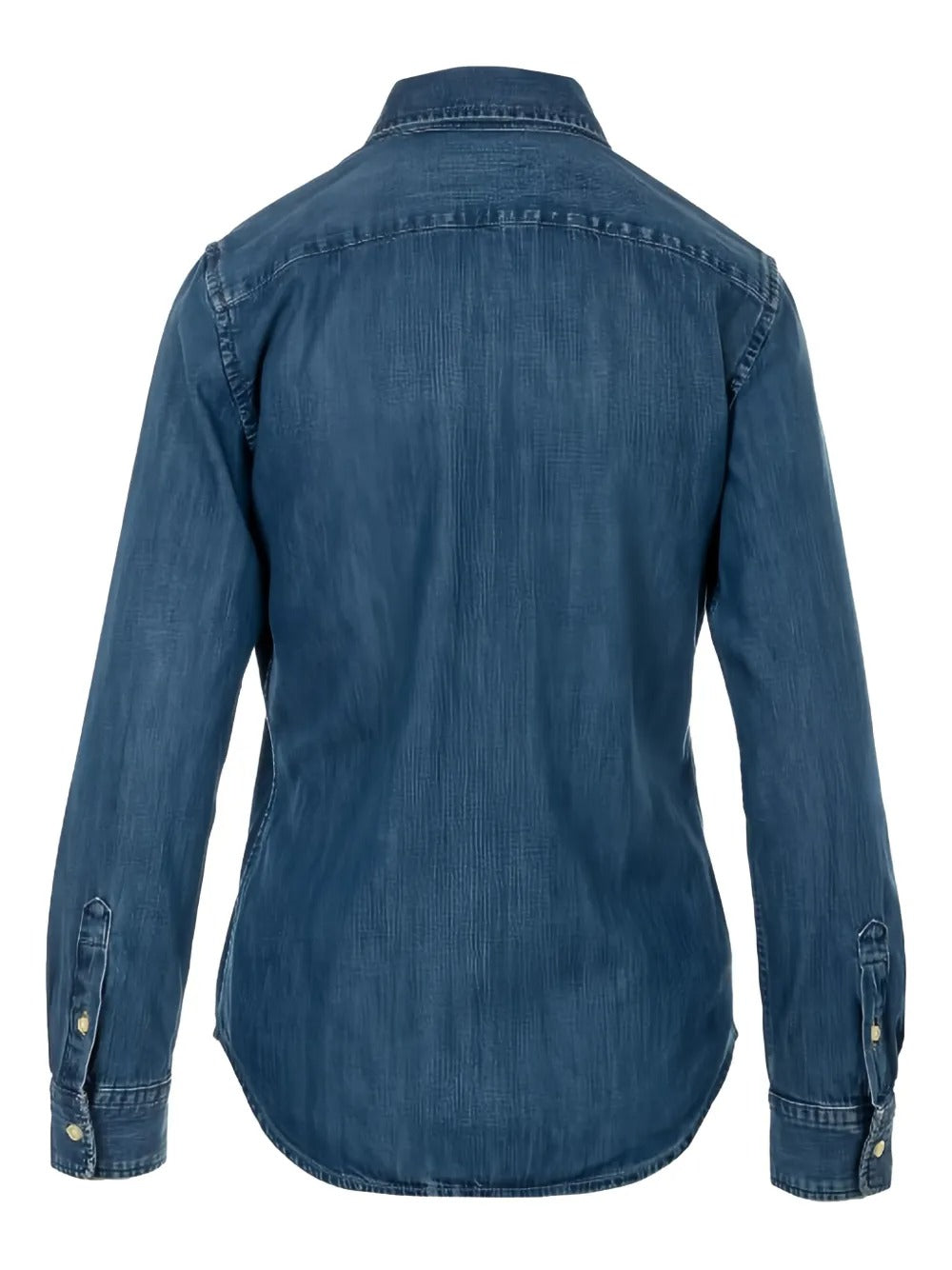 Blue shirt, back view