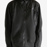 Black jacket worn by person, showing the jacket's fit